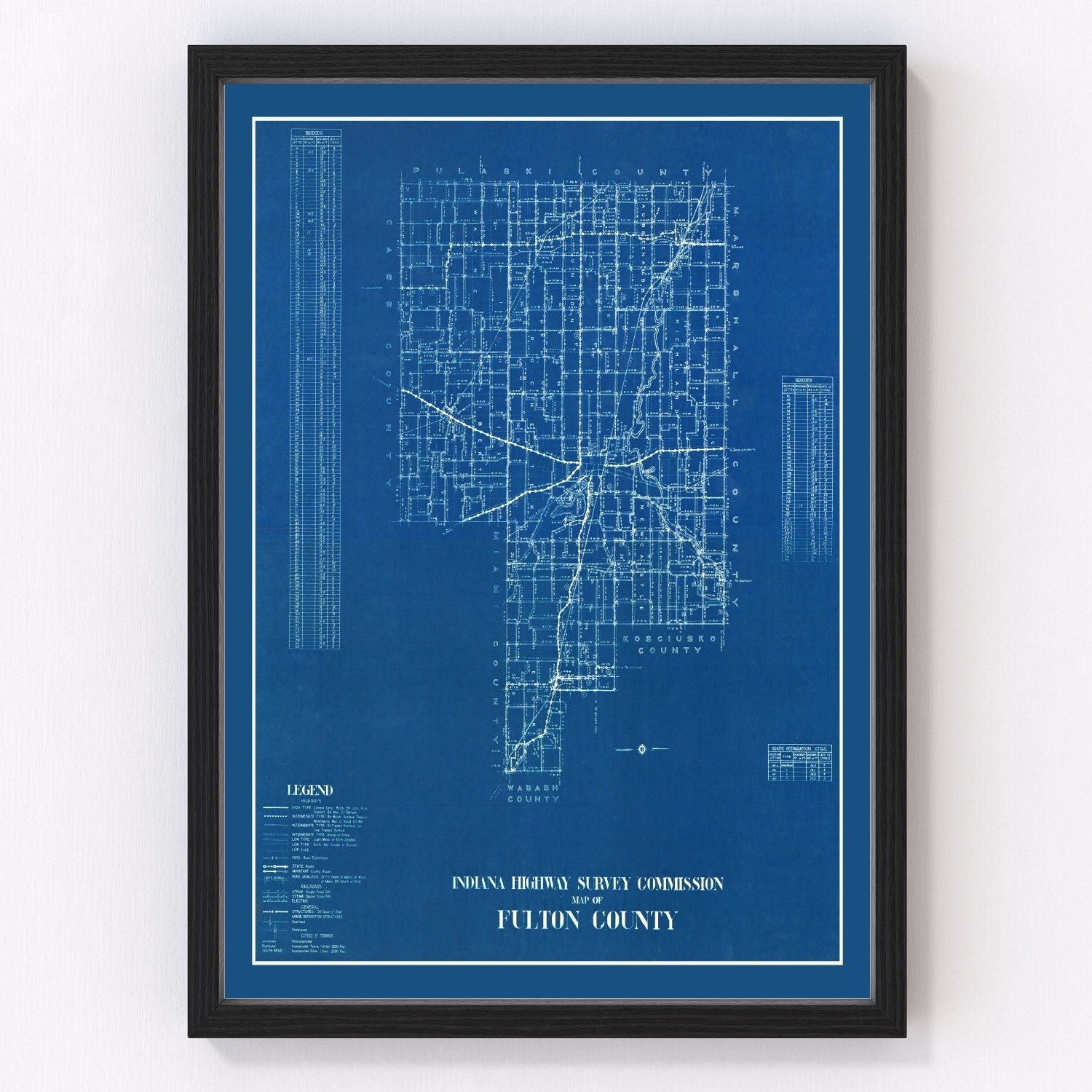 Vintage Map of Fulton County, Indiana 1936