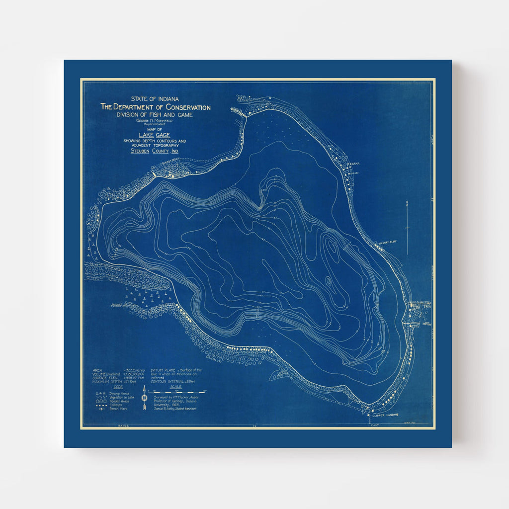 Vintage Gage Lake, IN Map 1923