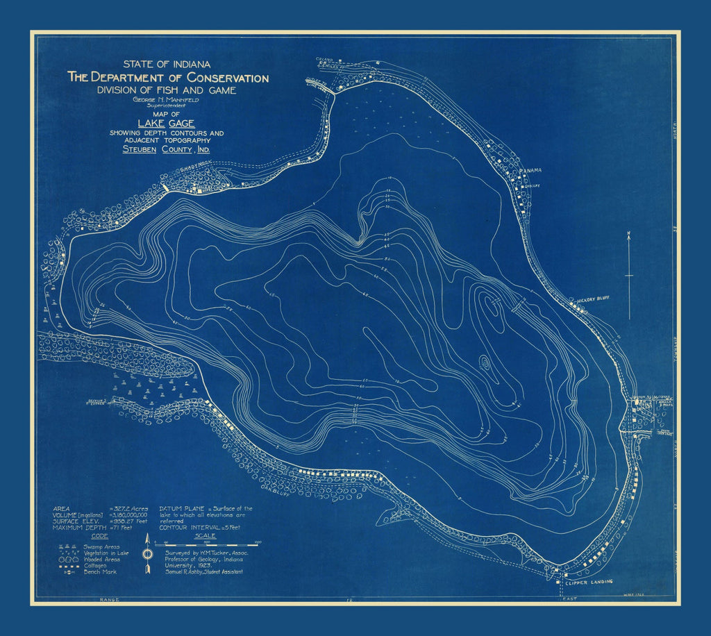 Vintage Gage Lake, IN Map 1923