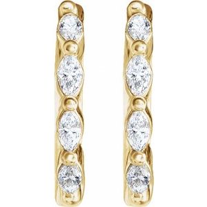 14K Yellow Gold 1/6 CTW Natural Diamond 12 mm Hoop Earrings