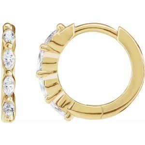 14K Yellow Gold 1/6 CTW Natural Diamond 12 mm Hoop Earrings