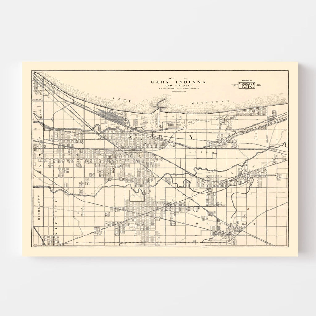 Vintage Map of Gary, Indiana 1928