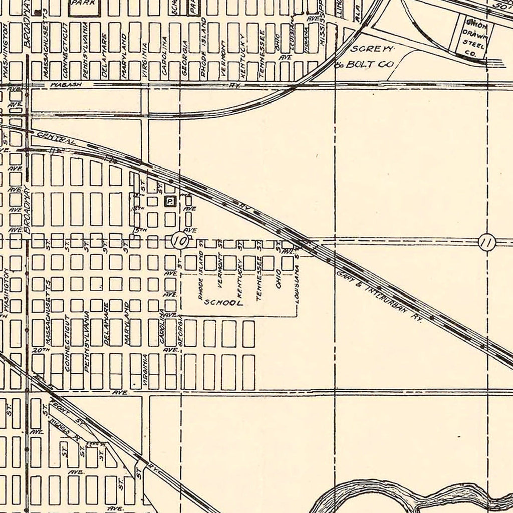Vintage Map of Gary, Indiana 1928