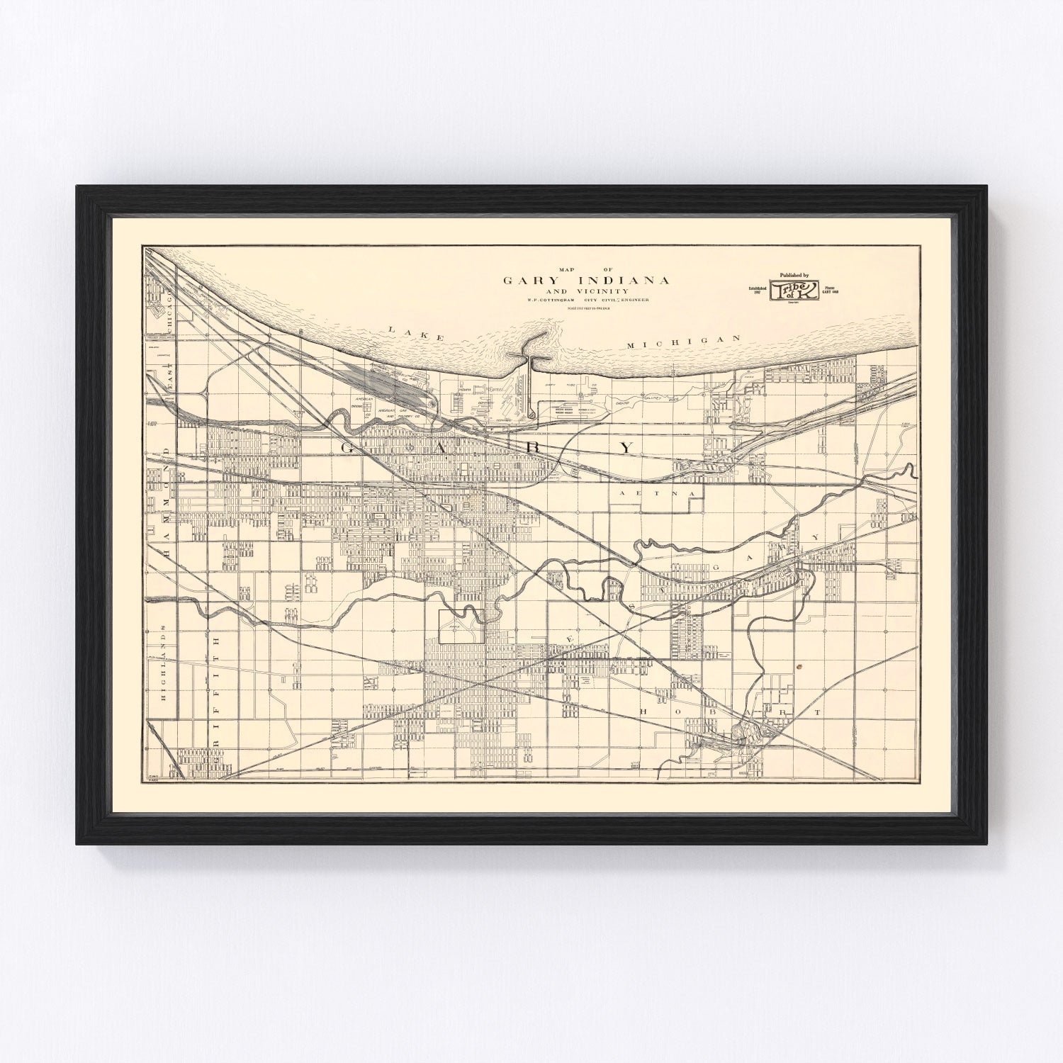 Vintage Map of Gary, Indiana 1928