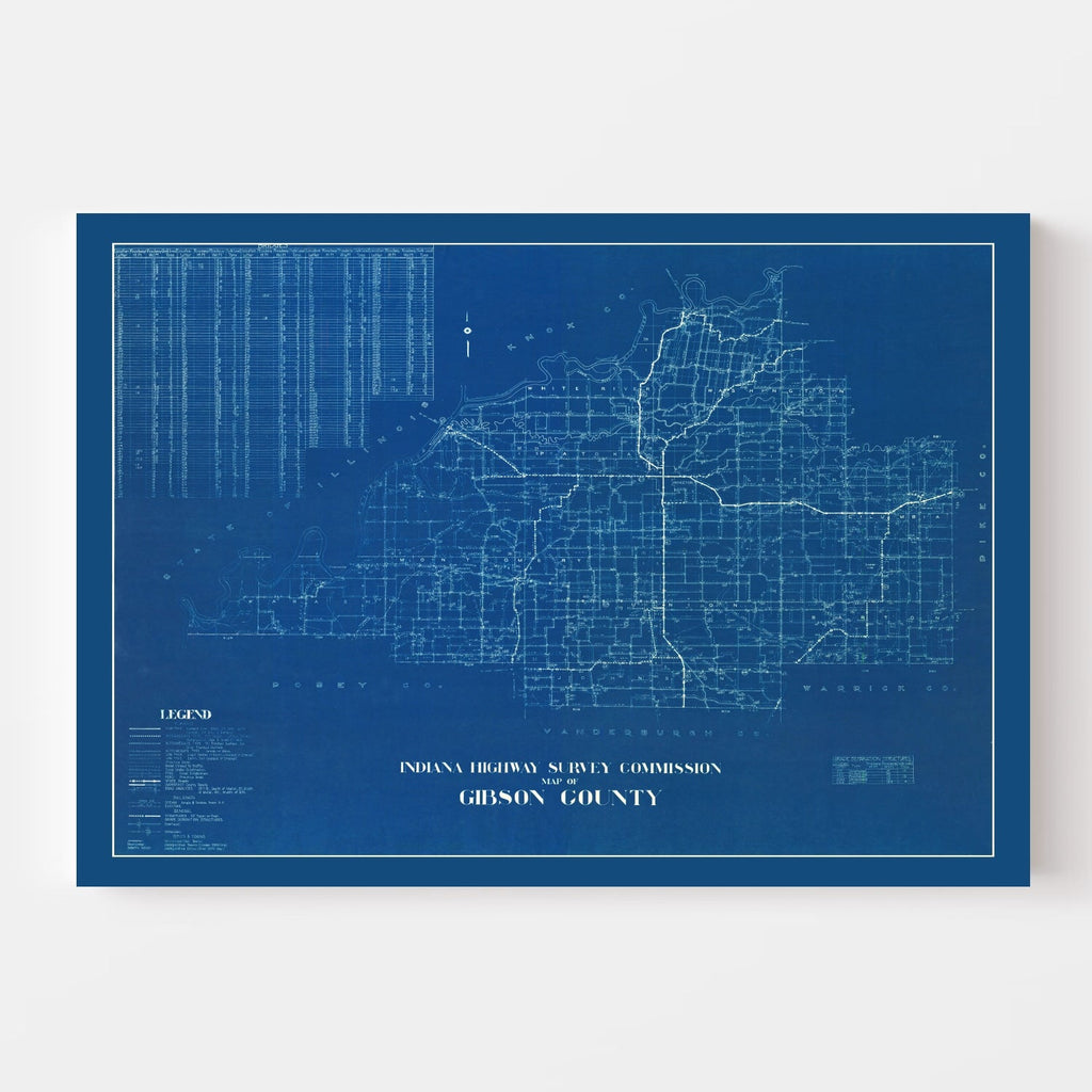 Vintage Map of Gibson County, Indiana 1936