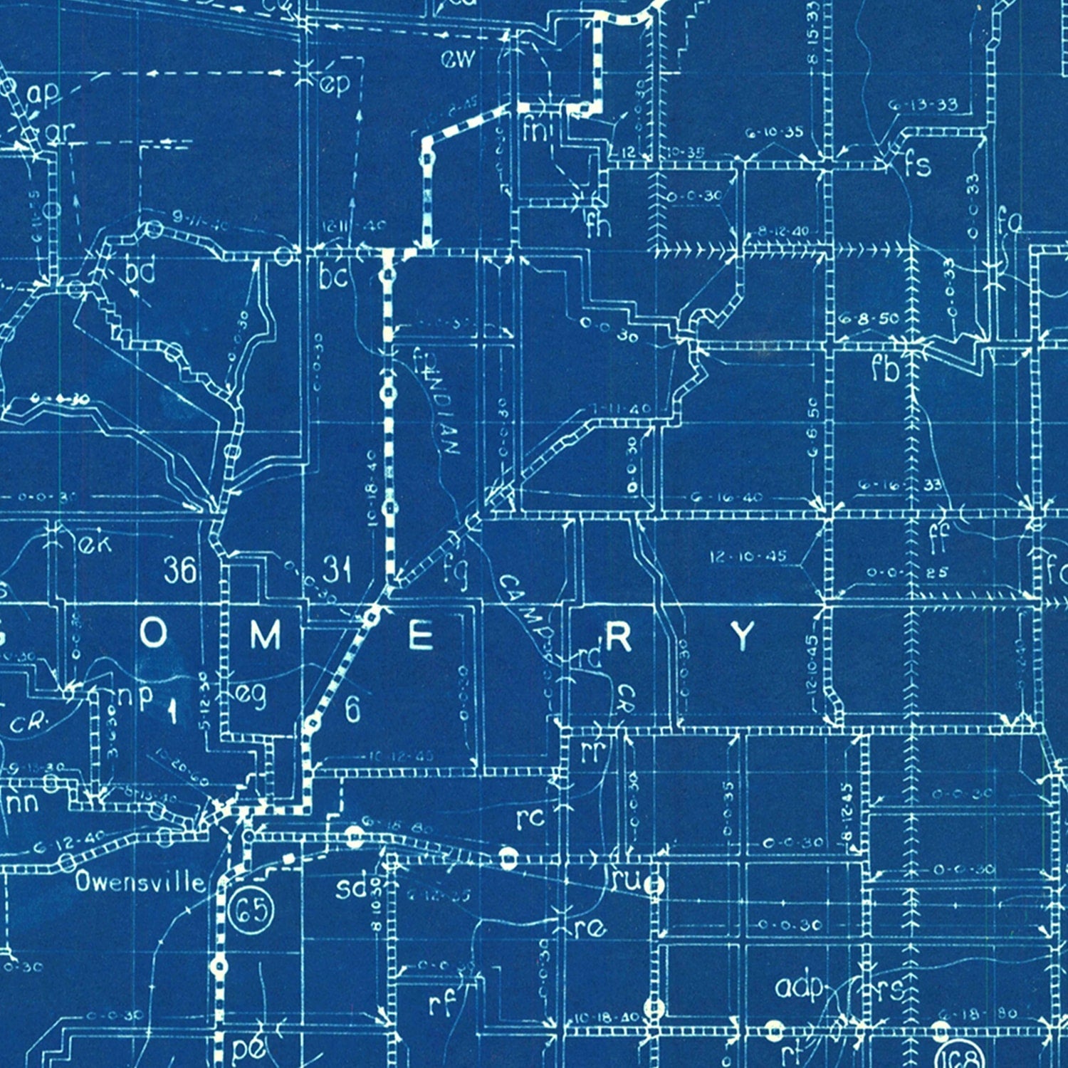 Vintage Map of Gibson County, Indiana 1936