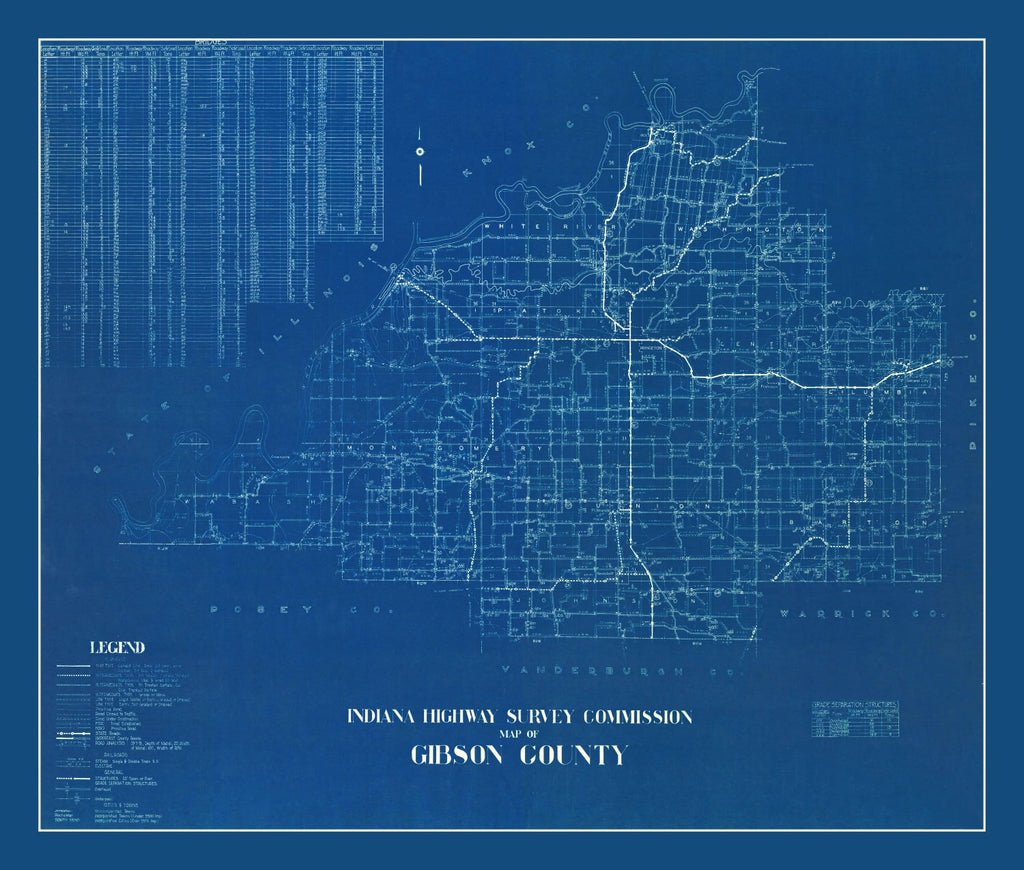 Vintage Map of Gibson County, Indiana 1936