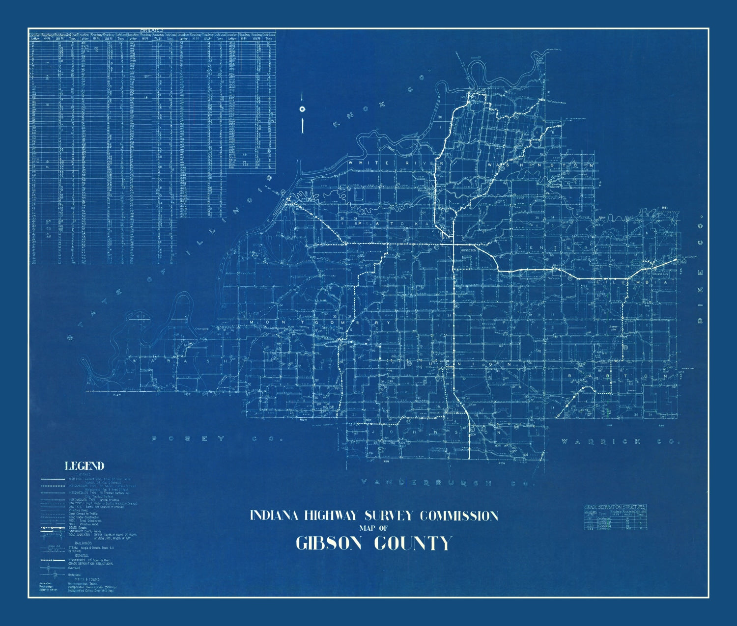 Vintage Map of Gibson County, Indiana 1936