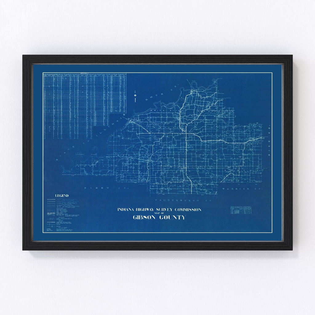 Vintage Map of Gibson County, Indiana 1936