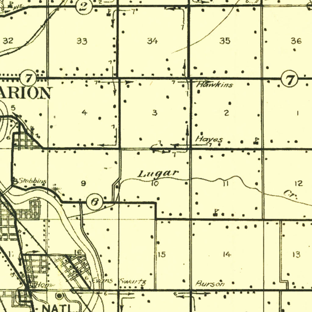 Vintage Map of Grant County, Indiana 1911