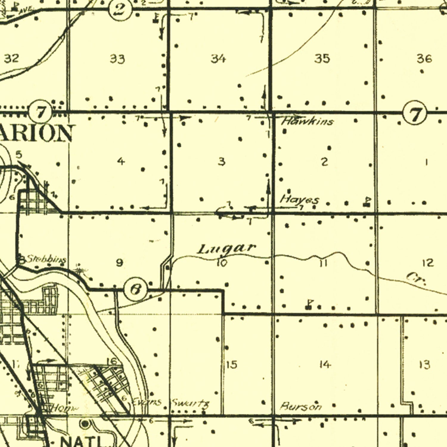Vintage Map of Grant County, Indiana 1911