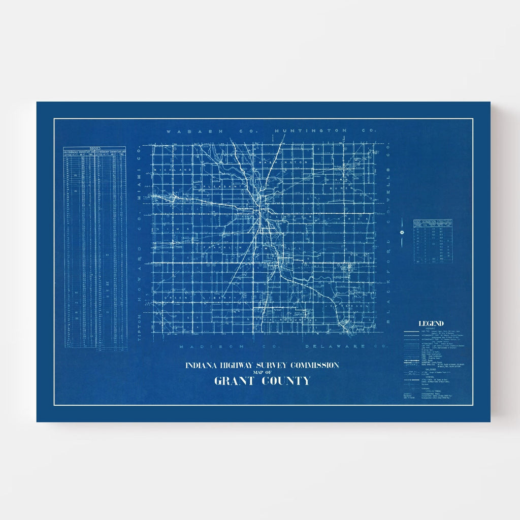 Vintage Map of Grant County, Indiana 1936