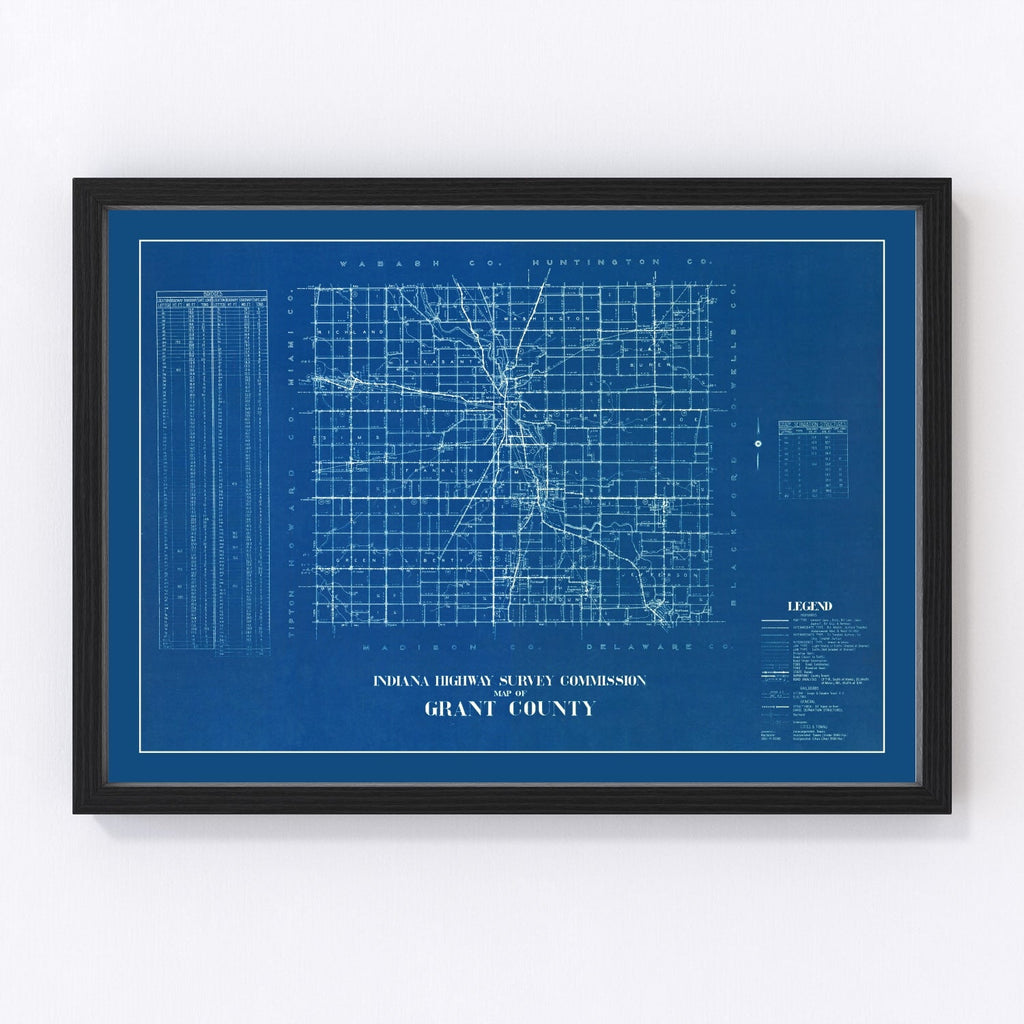Vintage Map of Grant County, Indiana 1936