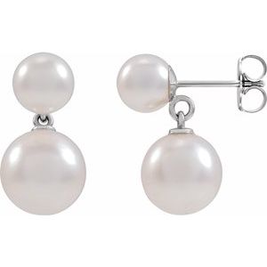 14K White Gold Cultured White Freshwater Pearl Earrings