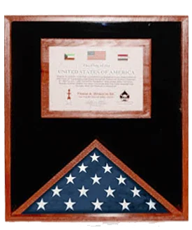 Flag Display Cases with 3'x5' flag and Certificate Holder