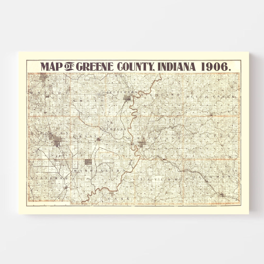 Vintage Map of Greene County, Indiana 1906