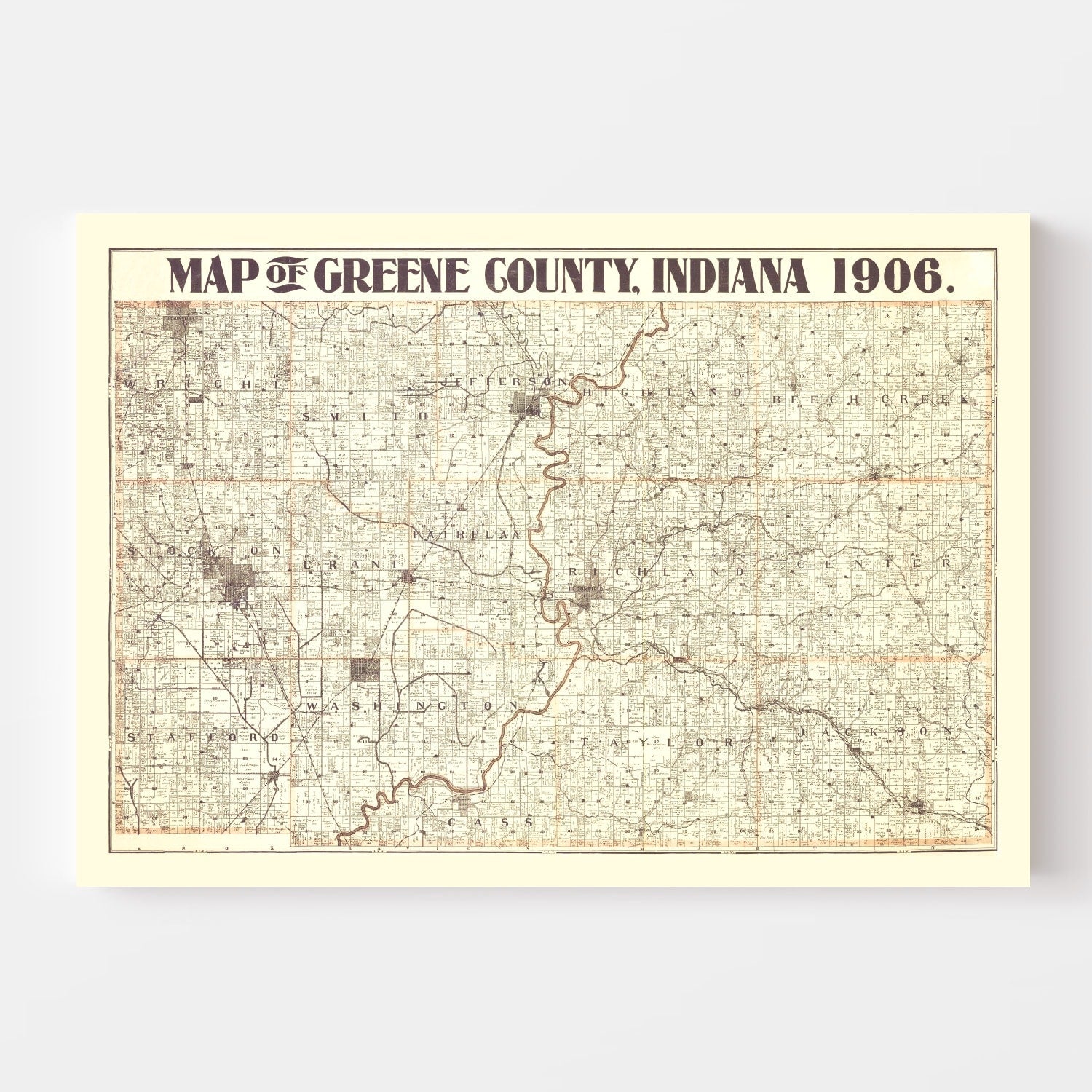 Vintage Map of Greene County, Indiana 1906