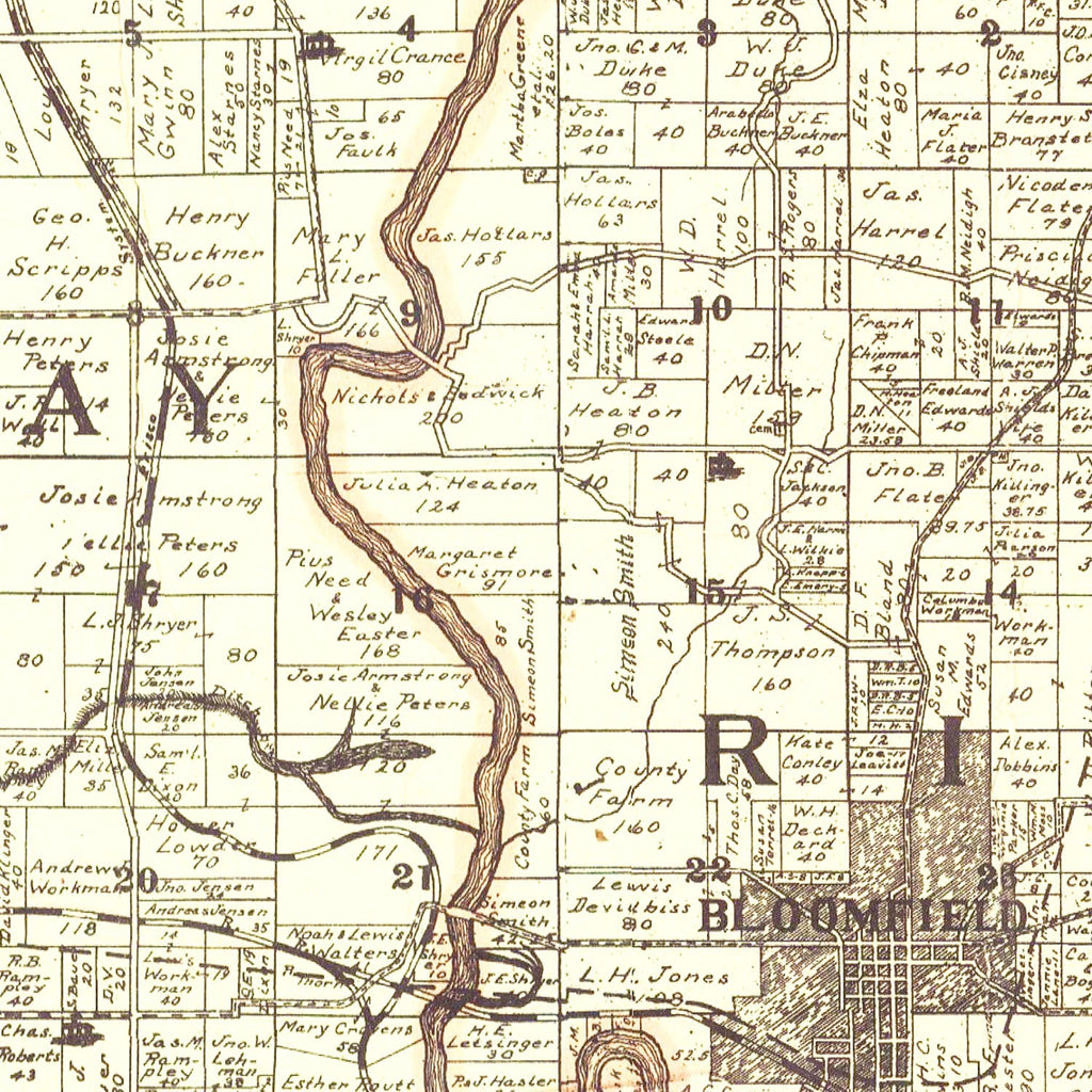 Vintage Map of Greene County, Indiana 1906