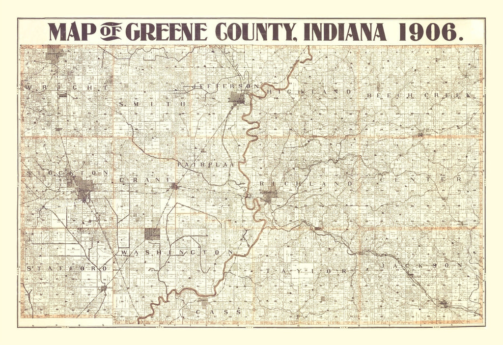 Vintage Map of Greene County, Indiana 1906