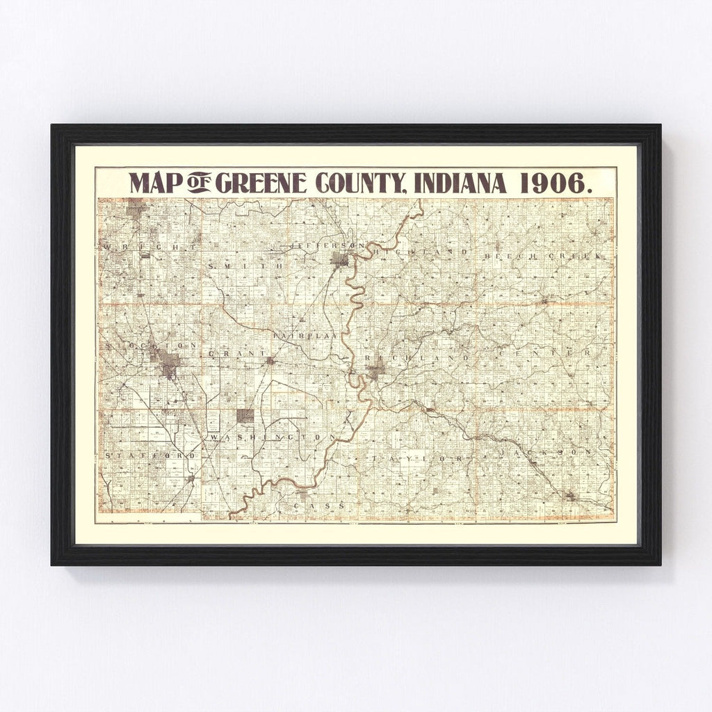Vintage Map of Greene County, Indiana 1906