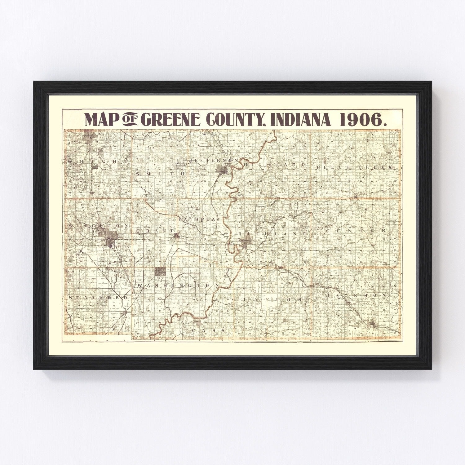 Vintage Map of Greene County, Indiana 1906