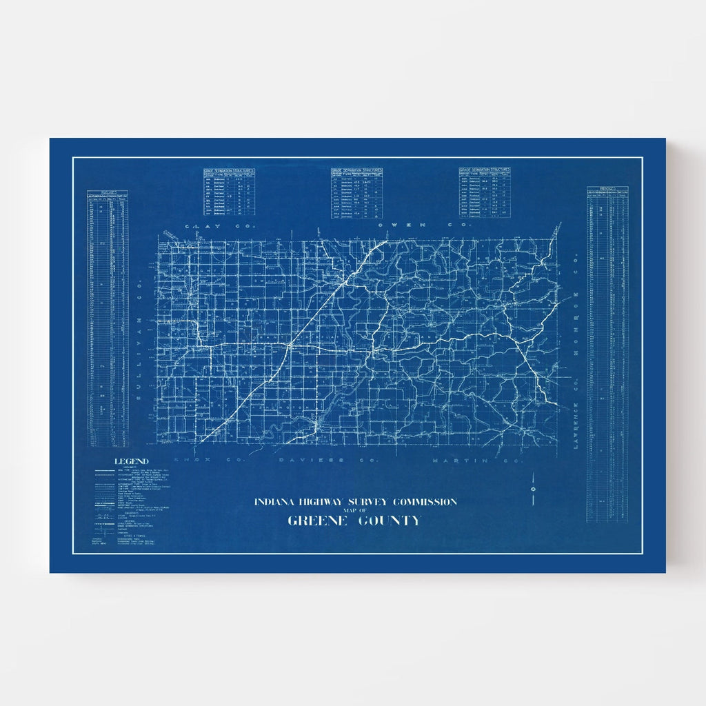 Vintage Map of Greene County, Indiana 1936