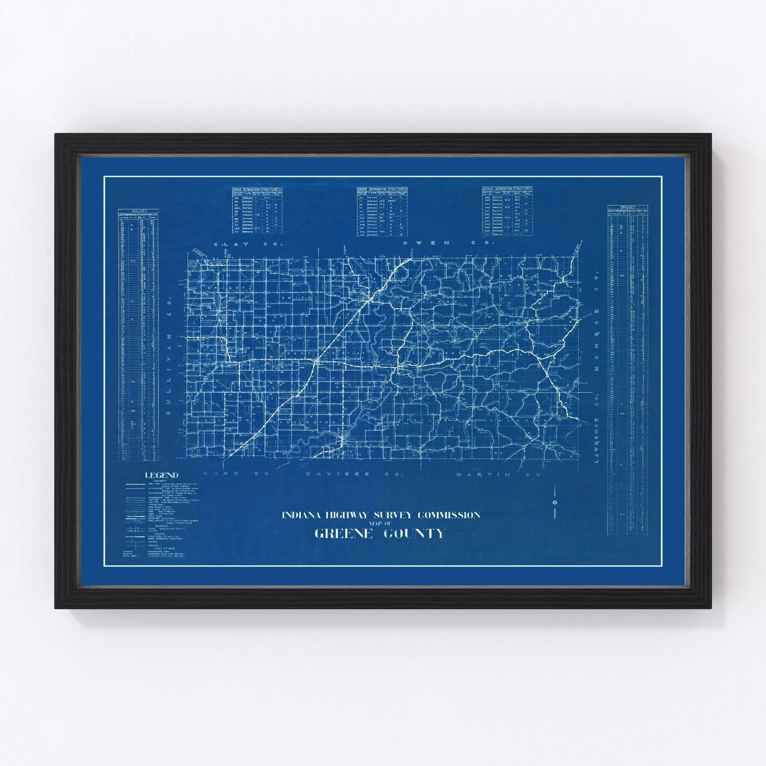 Vintage Map of Greene County, Indiana 1936