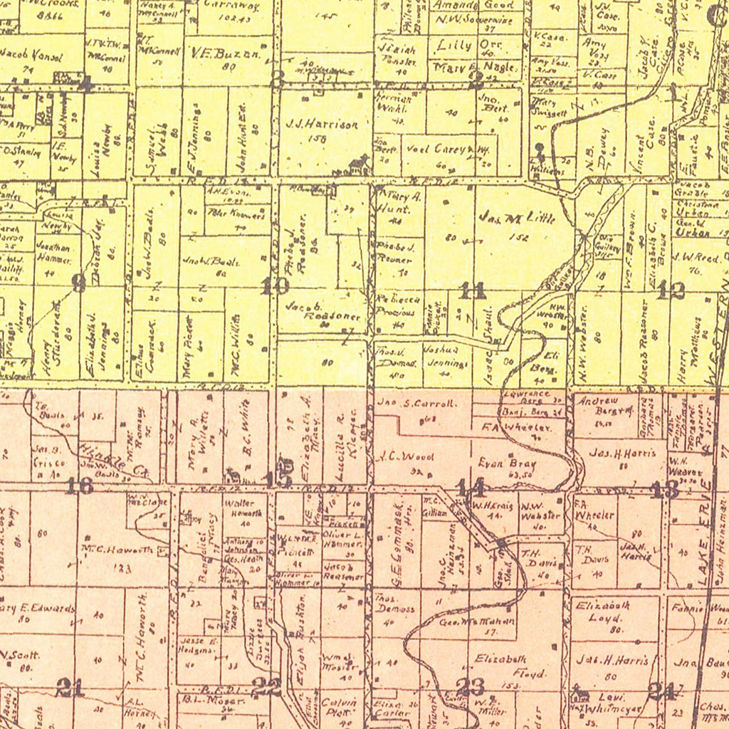 Vintage Map of Hamilton County, Indiana 1906