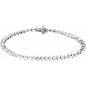 14K White Gold 3 CTW Natural Diamond 7 1/4" Line Bracelet