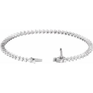 14K White Gold 3 CTW Natural Diamond 7 1/4" Line Bracelet – image 3