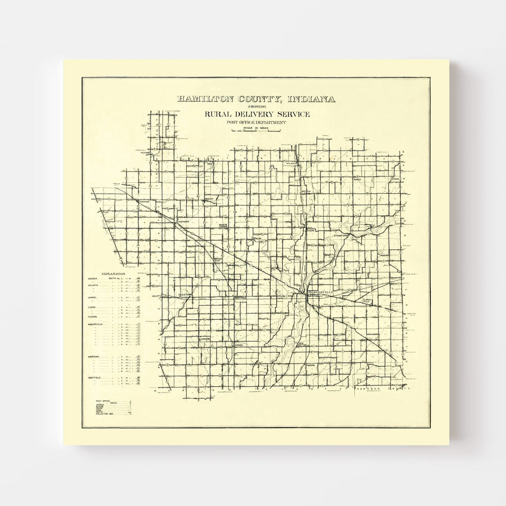 Vintage Map of Hamilton County, Indiana 1909