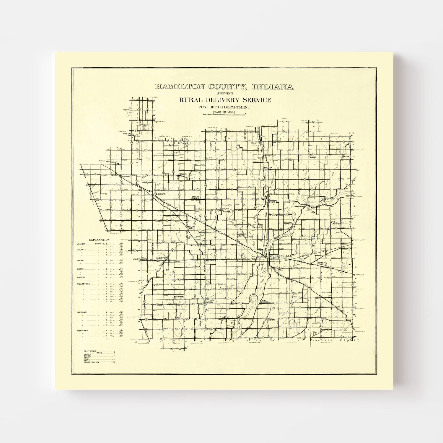 Vintage Map of Hamilton County, Indiana 1909