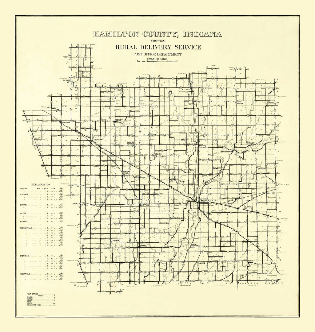 Vintage Map of Hamilton County, Indiana 1909