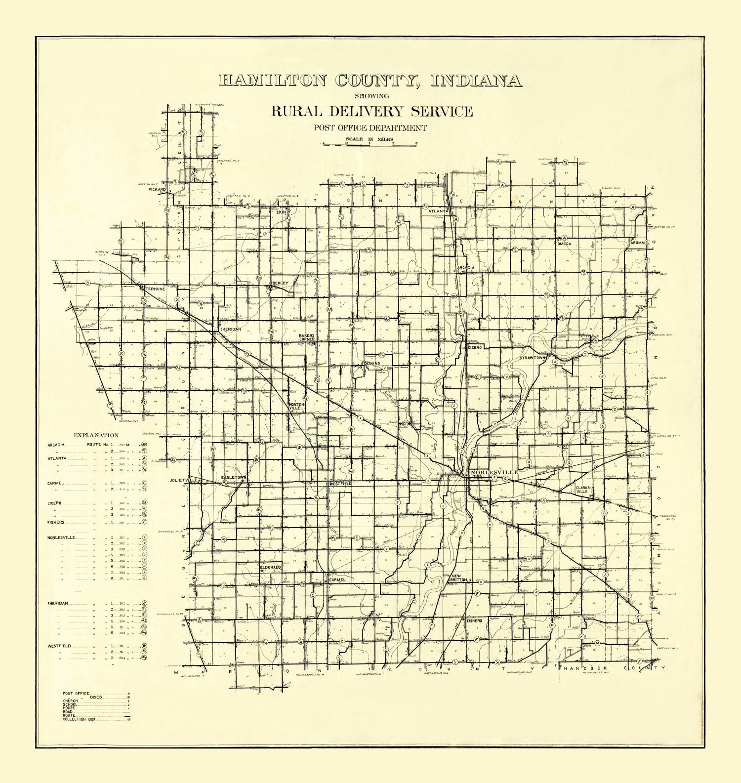 Vintage Map of Hamilton County, Indiana 1909