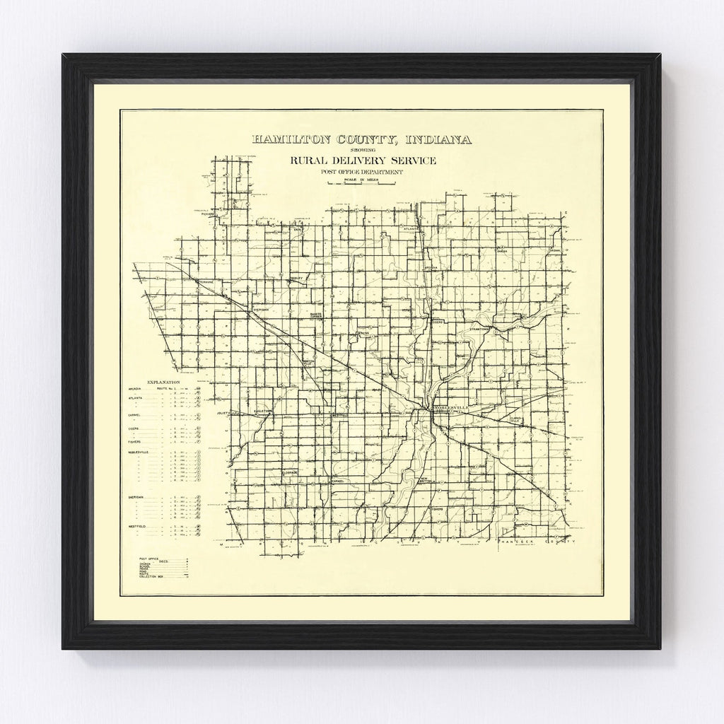 Vintage Map of Hamilton County, Indiana 1909