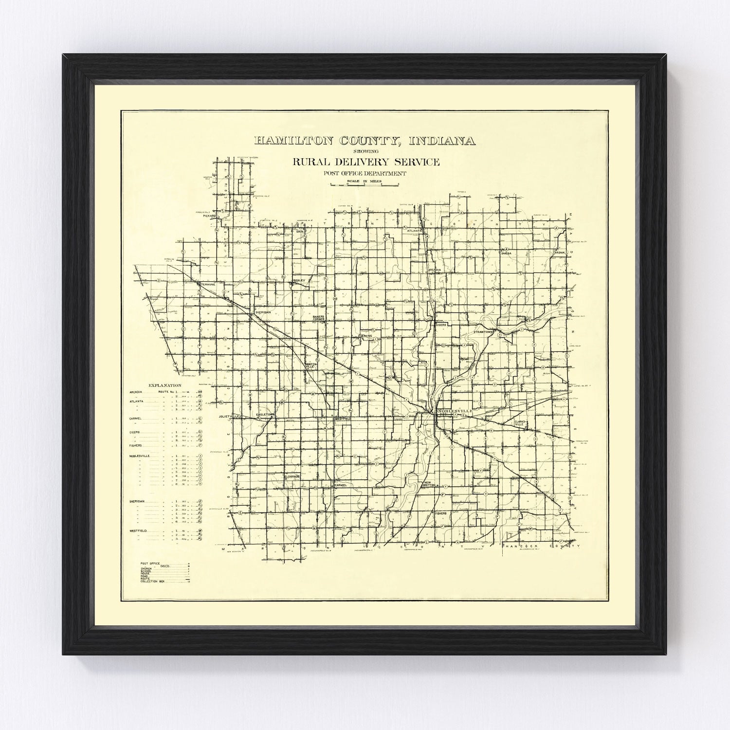 Vintage Map of Hamilton County, Indiana 1909