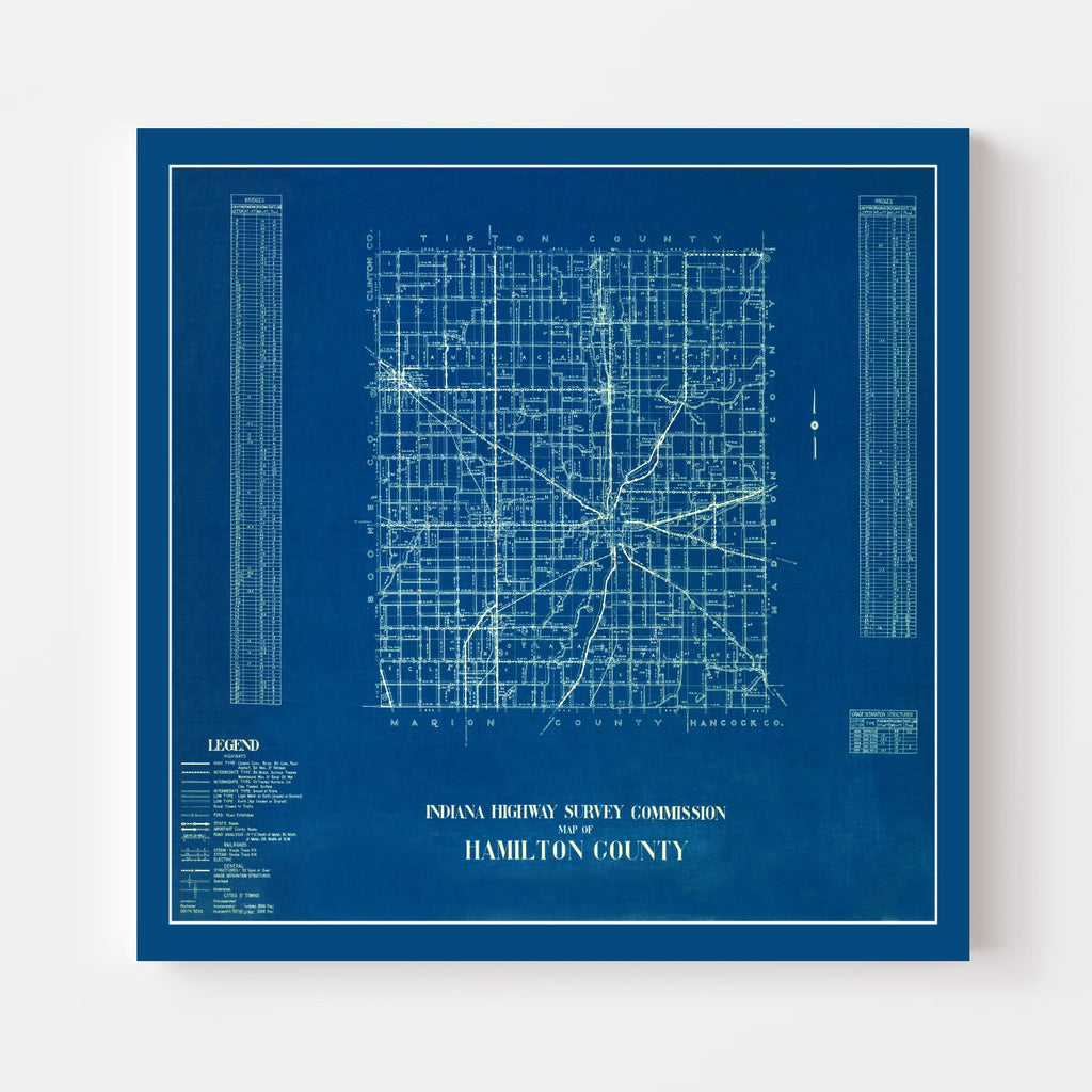 Vintage Map of Hamilton County, Indiana 1936