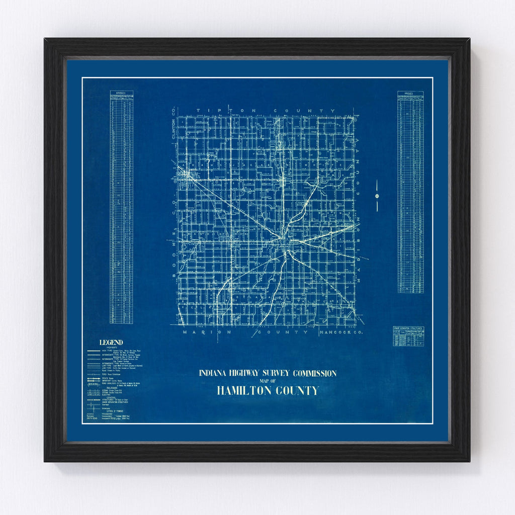 Vintage Map of Hamilton County, Indiana 1936