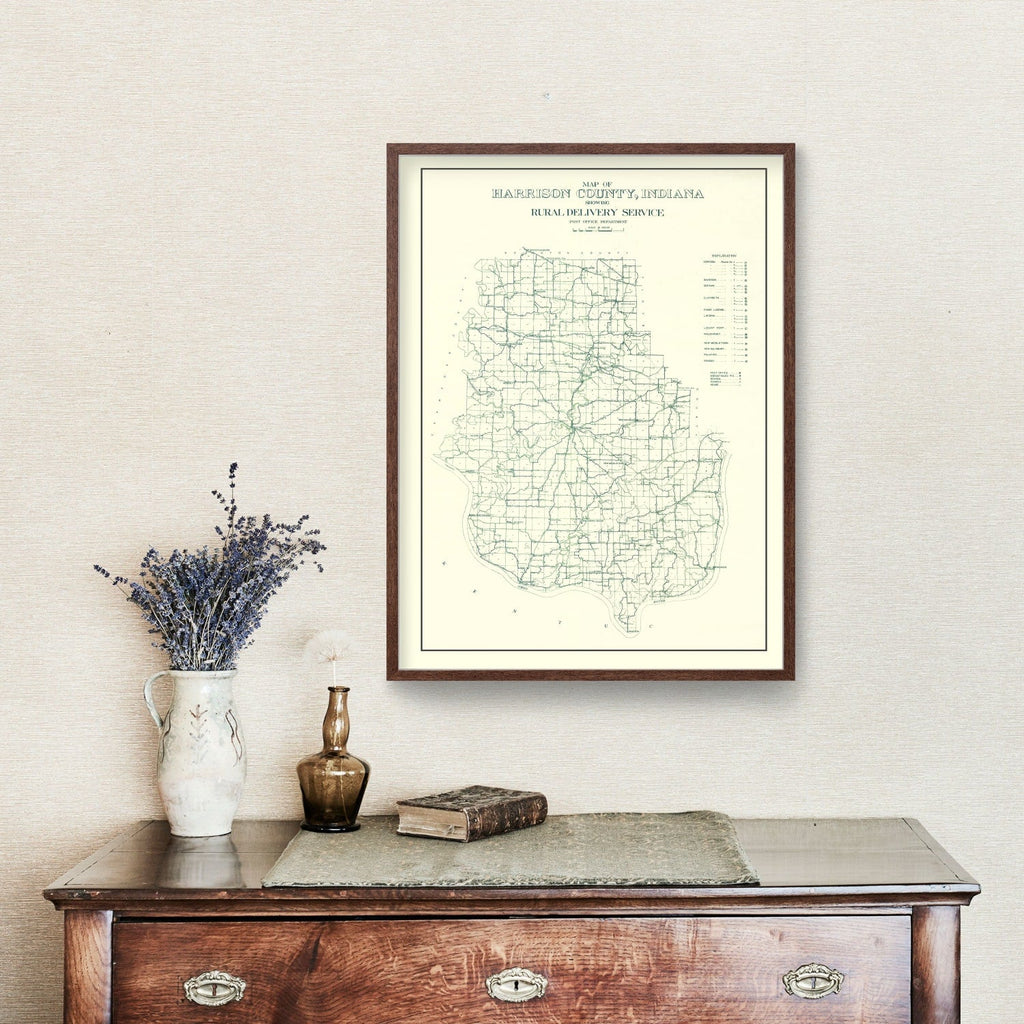 Vintage Map of Harrison County, Indiana 1909