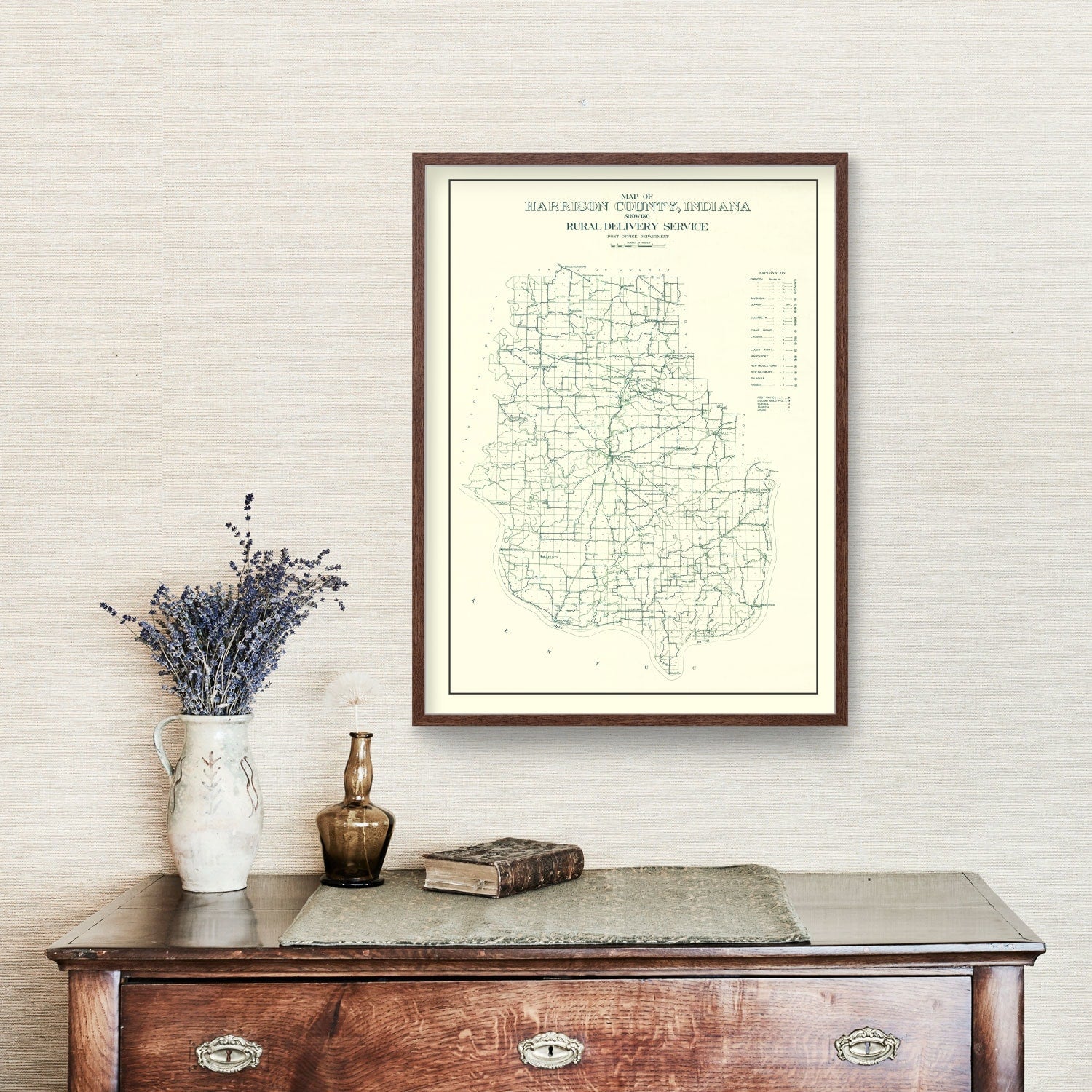 Vintage Map of Harrison County, Indiana 1909