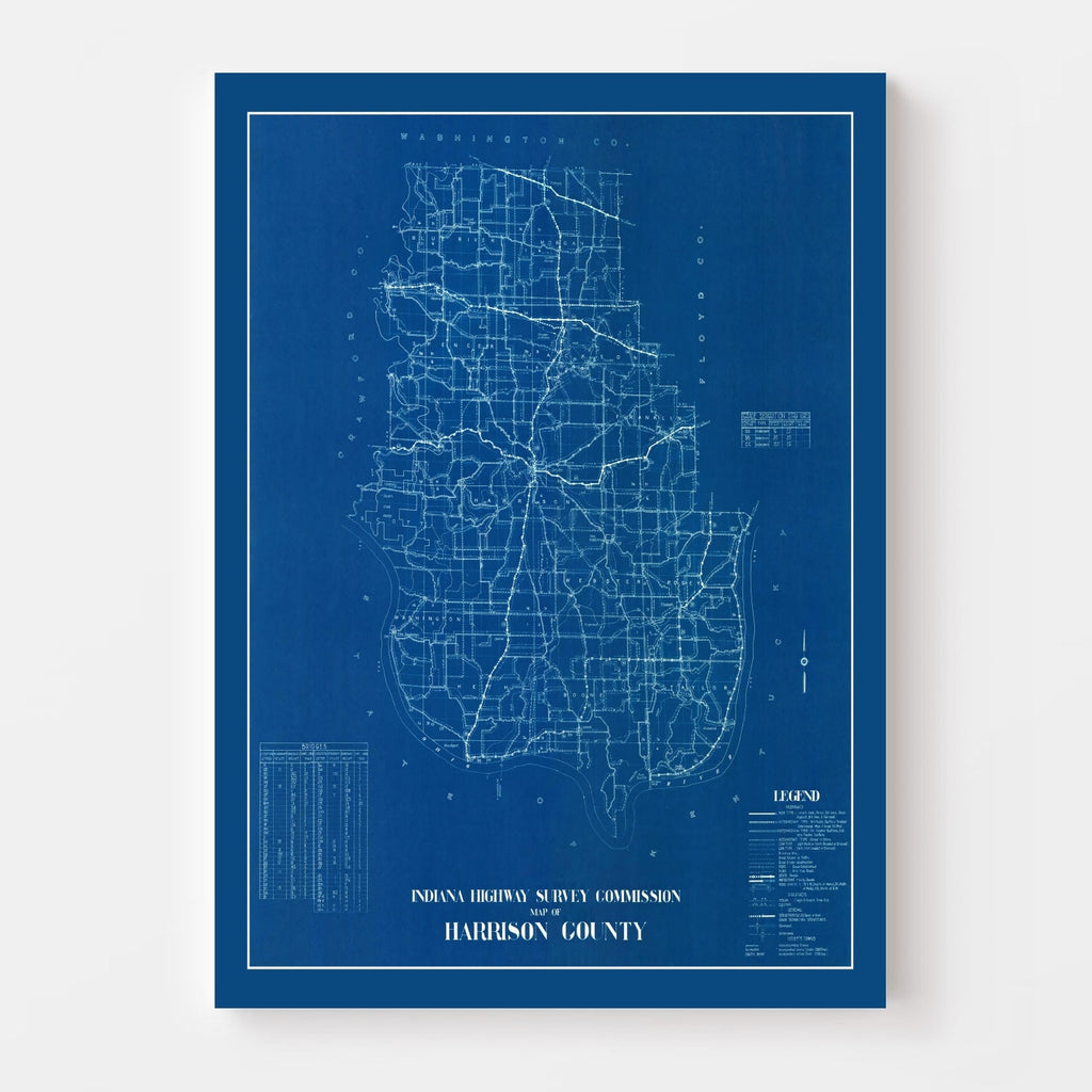Vintage Map of Harrison County, Indiana 1936