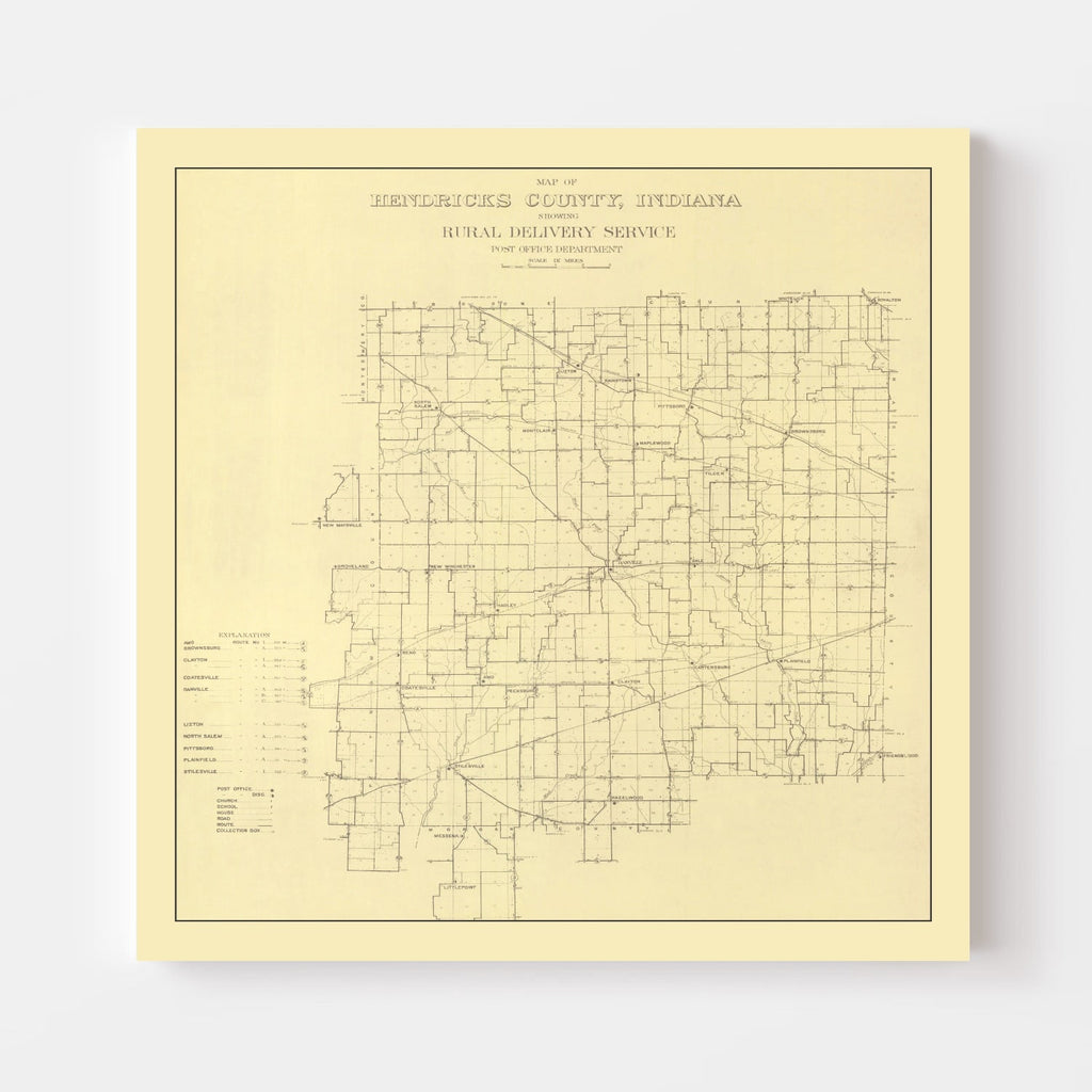 Vintage Map of Hendricks County, Indiana 1911