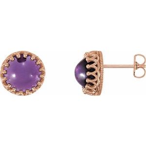 14K Rose Gold 8 mm Natural Amethyst Earrings