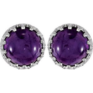 Sterling Silver 8 mm Natural Amethyst Earrings – image 2