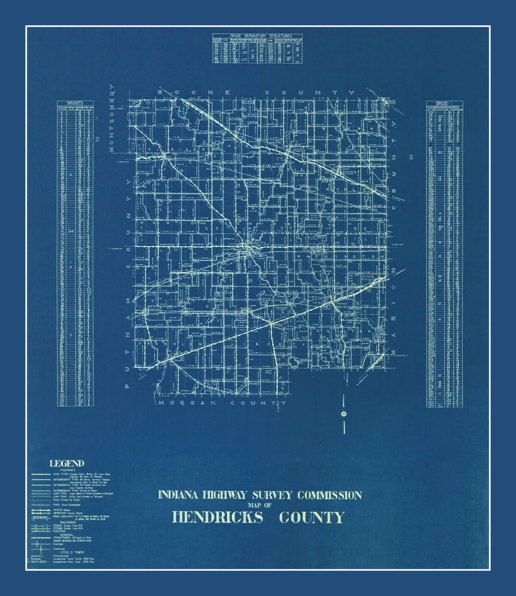 Vintage Map of Hendricks County, Indiana 1936