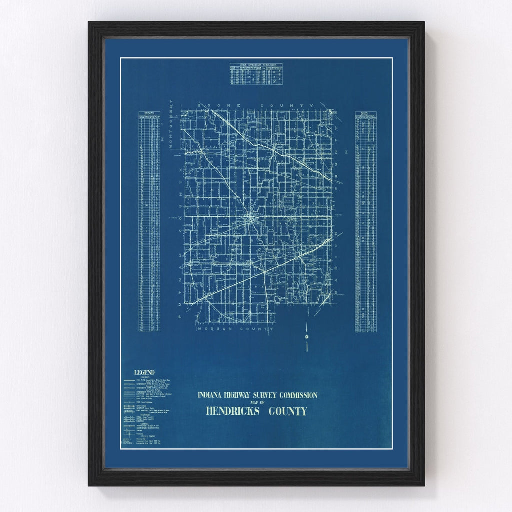 Vintage Map of Hendricks County, Indiana 1936