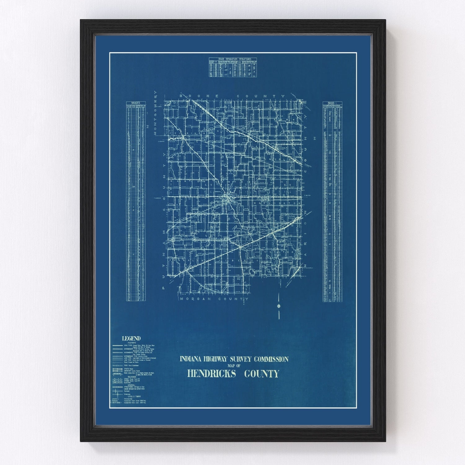 Vintage Map of Hendricks County, Indiana 1936