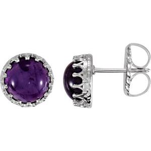 Sterling Silver 8 mm Natural Amethyst Earrings