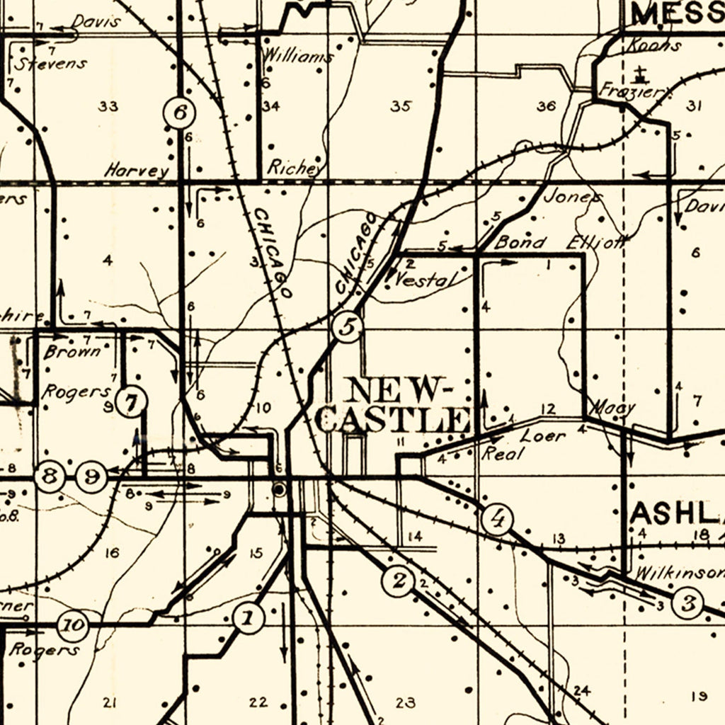 Vintage Map of Henry County, Indiana 1911