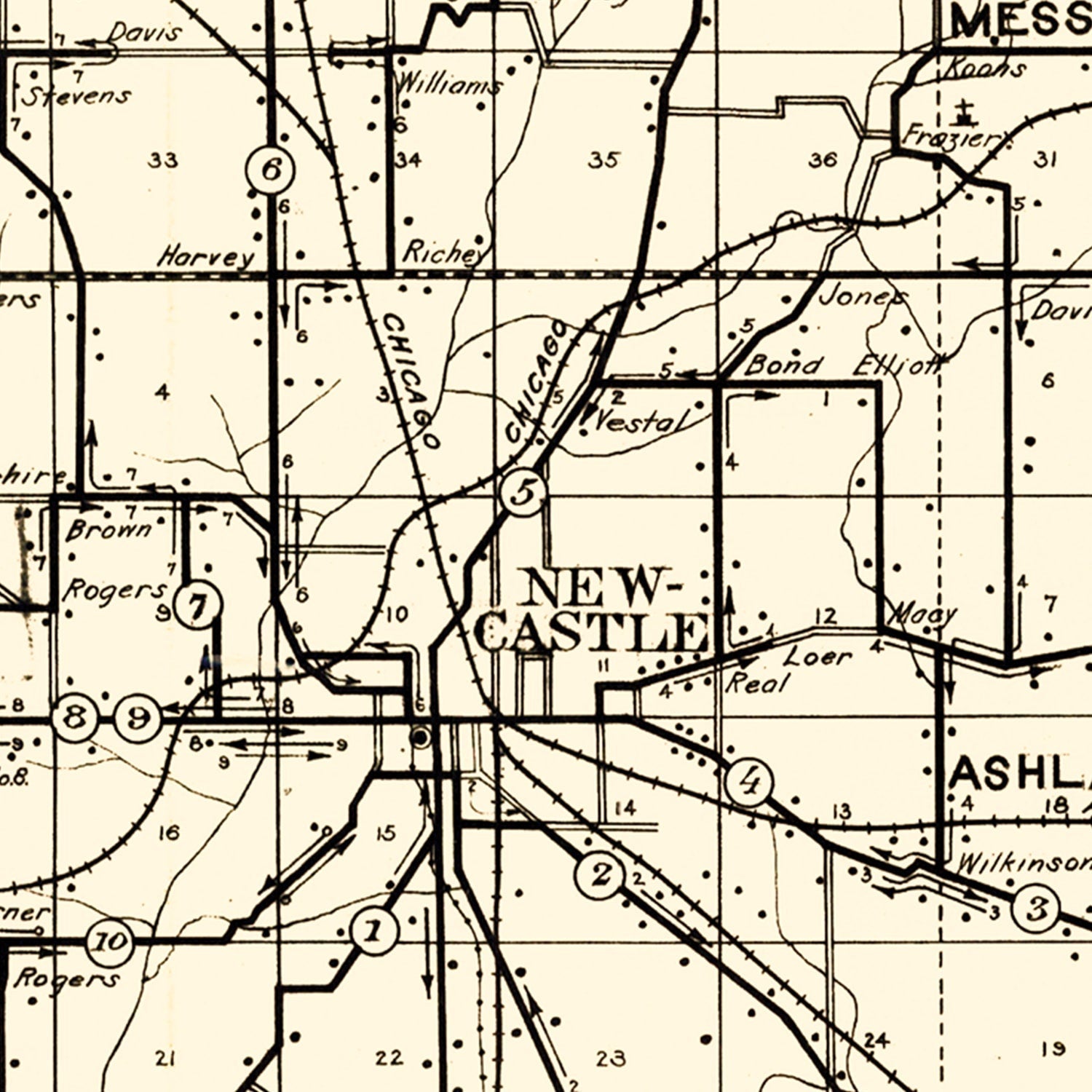 Vintage Map of Henry County, Indiana 1911